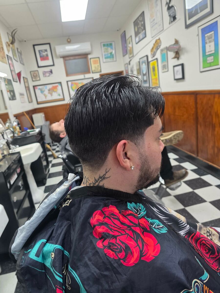 A fresh tapered haircut at Monty's Barber Shop